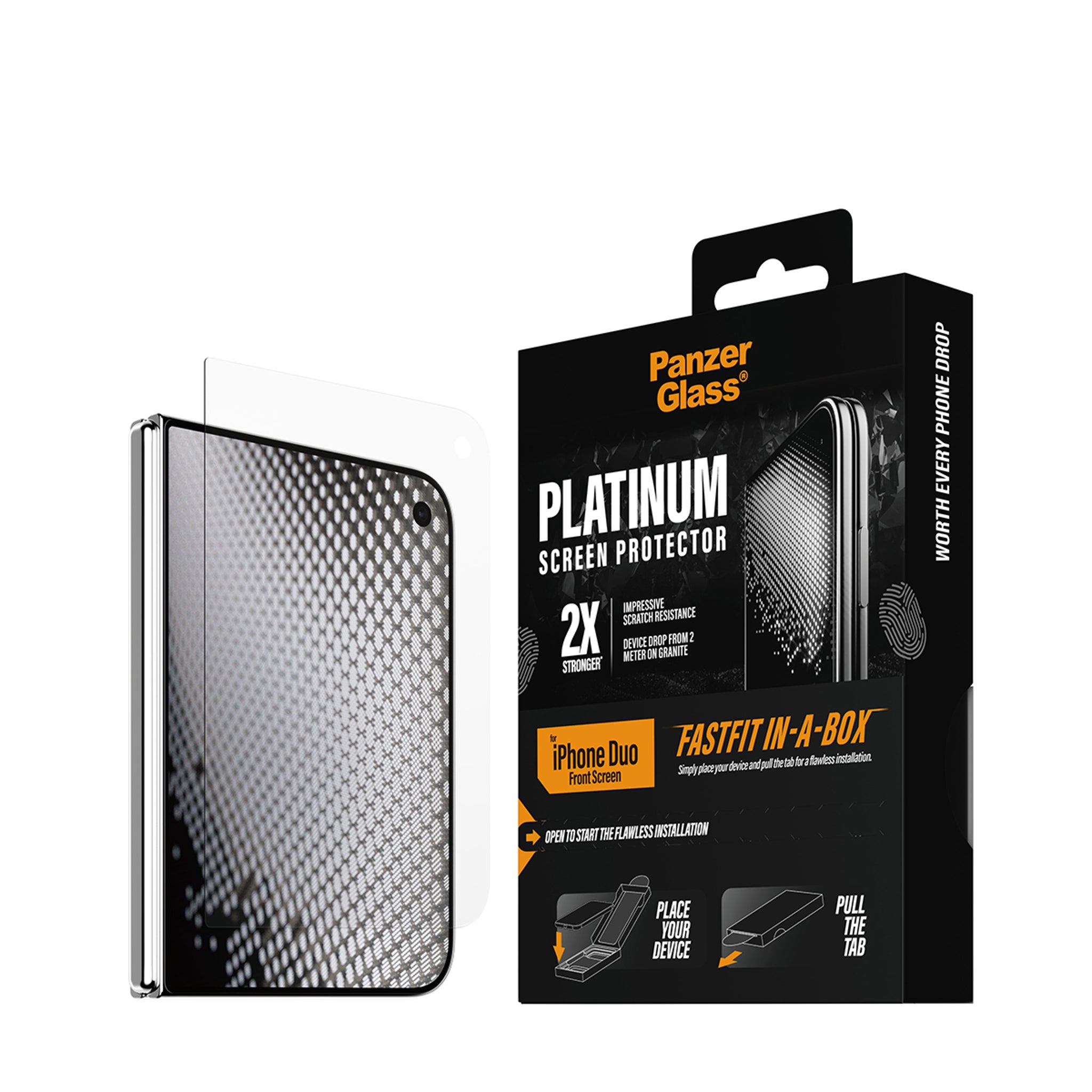 PanzerGlass® Platinum Sub Screen Protector iPhone Duo | FRAME FIT w. FASTFIT IN-A-BOX